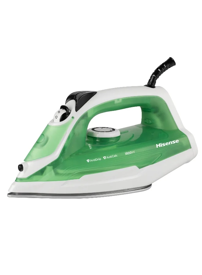 Premium Steam Electric Iron 1800W with Anti-Drip and Anti-Calc Technology (White & Green, 300 mL) cbf8w