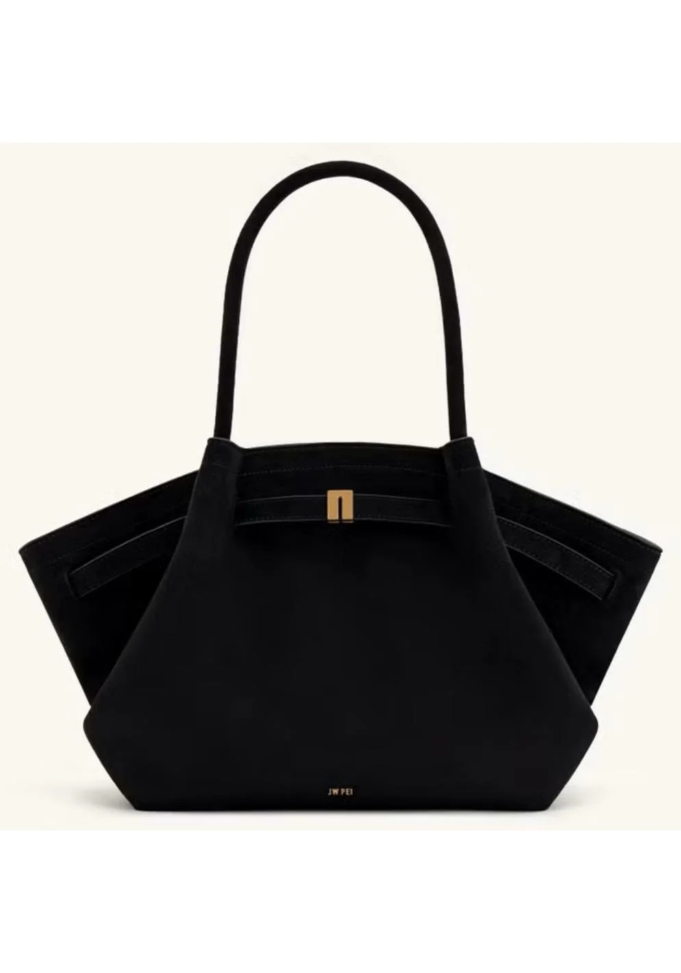 Premium Faux Suede Tote Bag Minimalist Handbag for Women (Black, Medium) 0m7de