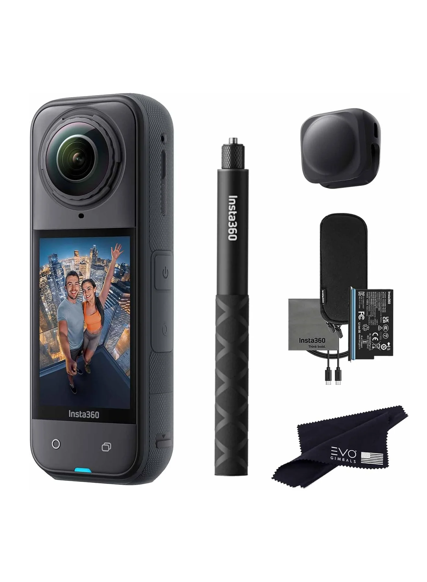 Premium 8K 360 Action Camera Starter Bundle with Invisible Selfie Stick and Waterproof Housing (Black, 15m Depth) vozyd