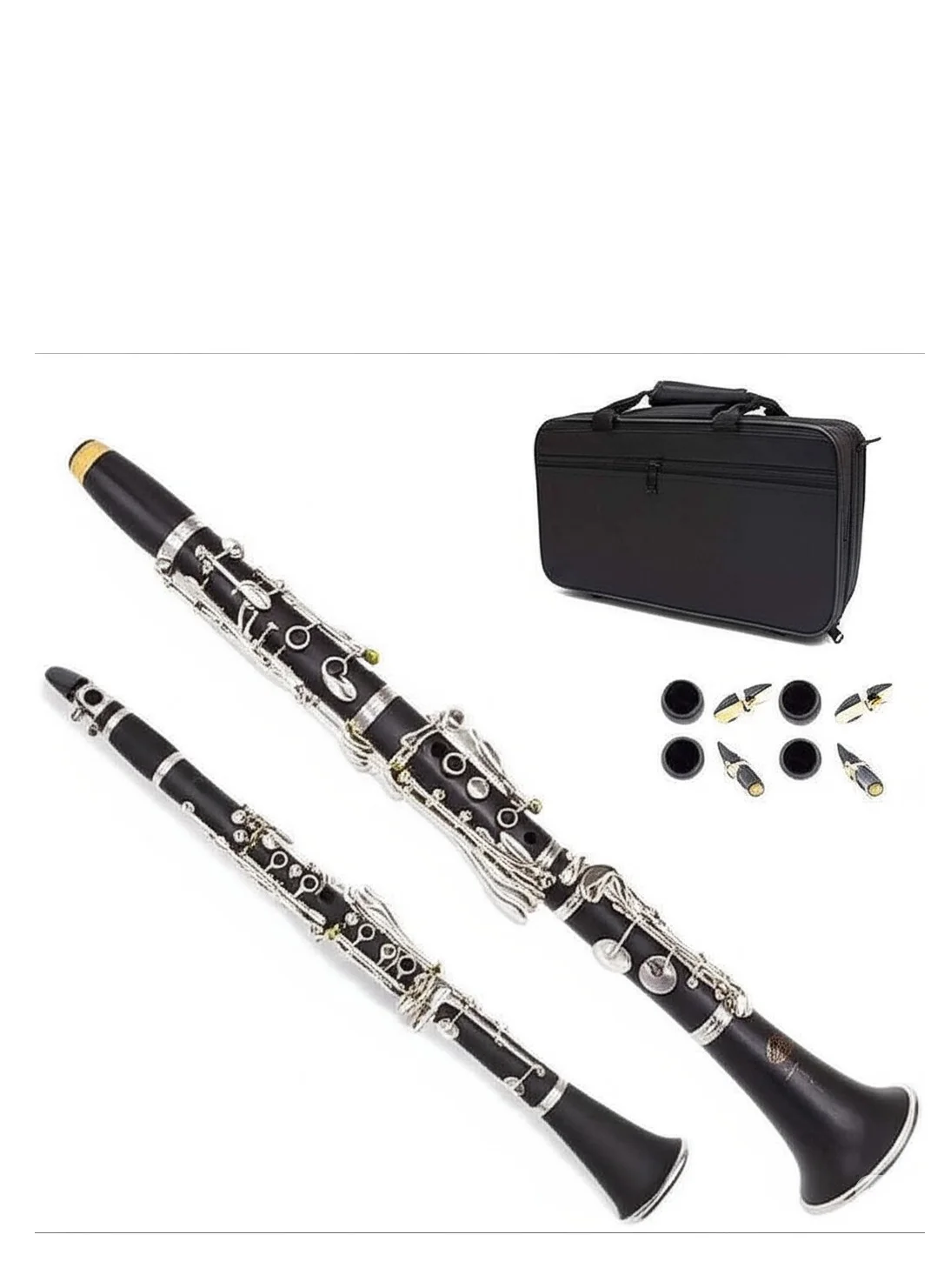 MegArya Student Bb Clarinet 17-Key Professional Woodwind Instrument with Ebonite Body and Nickel-Plated Keys for School Band and Orchestra (Black) rlodp