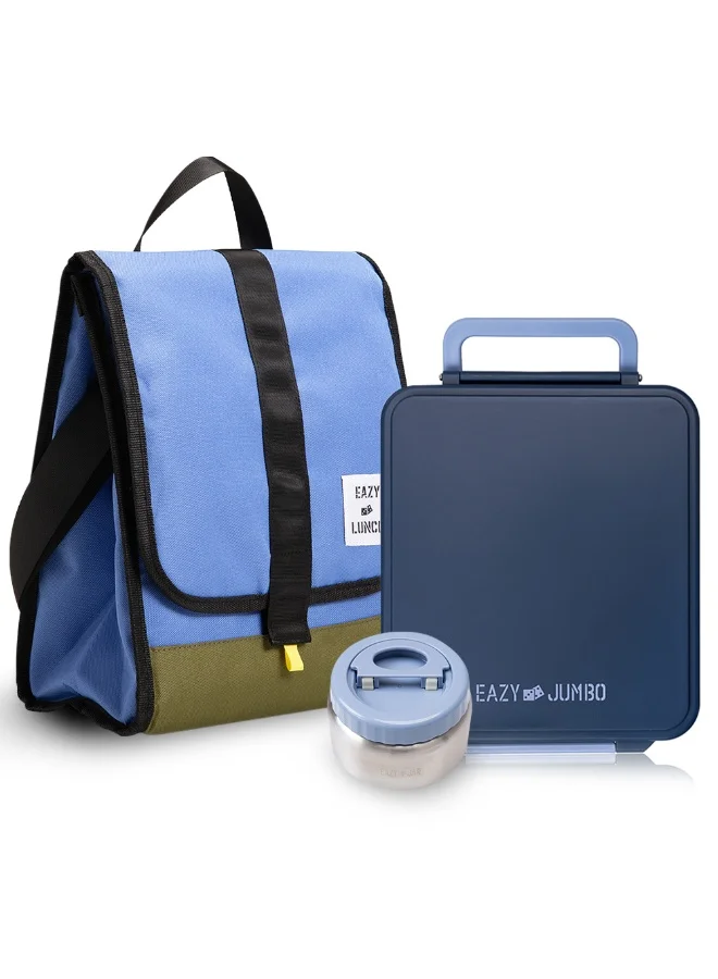 Eazy Kids Insulated Lunch Bag with Jumbo Bento Box (Grey, 1 Piece) 1i9y3