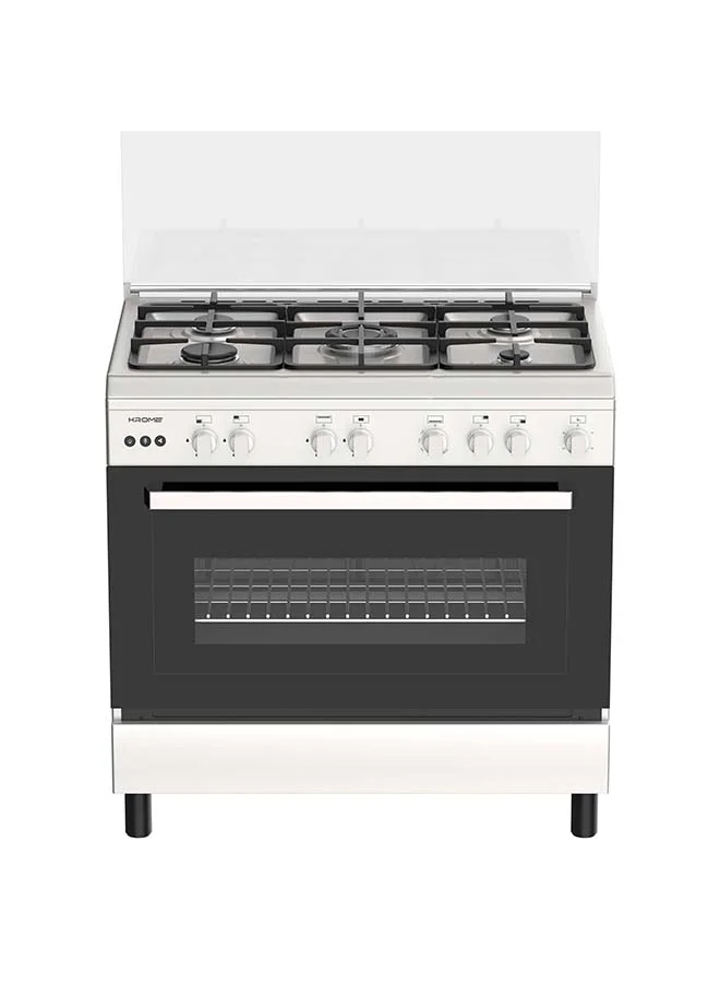 Krome 90x60cm Cooking Range Premium Matte Stainless Steel Gas Stove with Auto Ignition and Cast Iron Pan Support (Silver) e3agg
