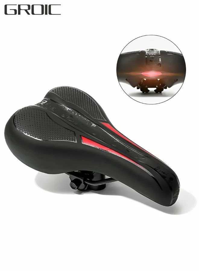 GROIC Professional Bike Saddle Memory Foam Cushion Waterproof Breathable Road Mountain Bicycle Seat (Black, 27 cm x 14 cm) xq8z5