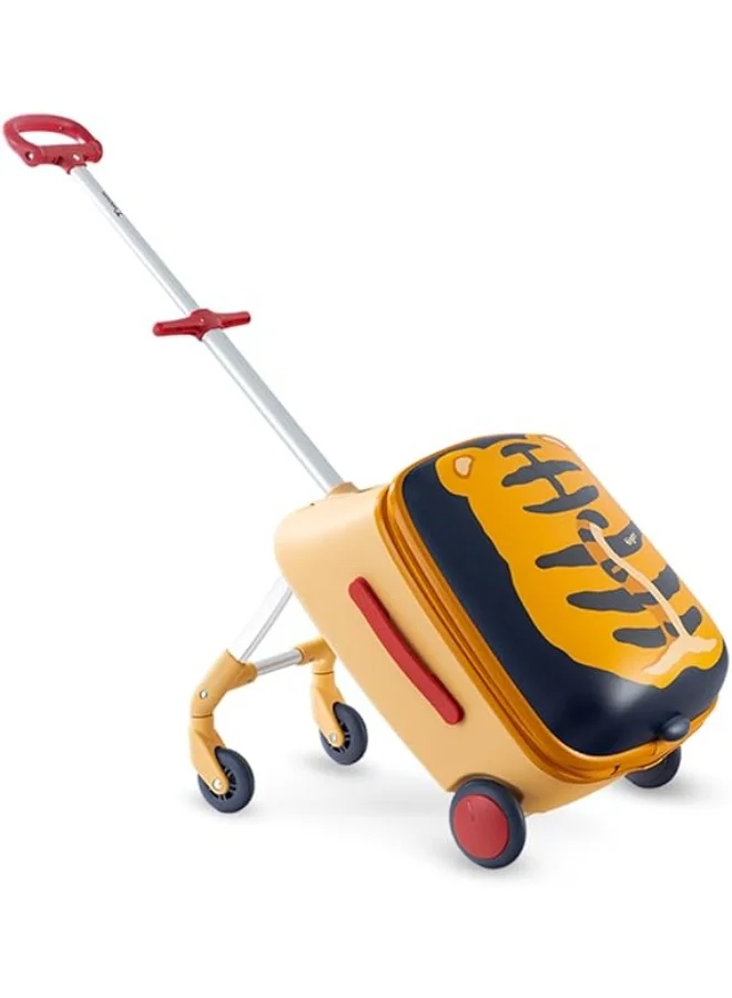 TEKNUM 3-in-1 Ride-On Suitcase with Detachable Trolley (Tiger Design, Kids Travel Luggage) 76k39