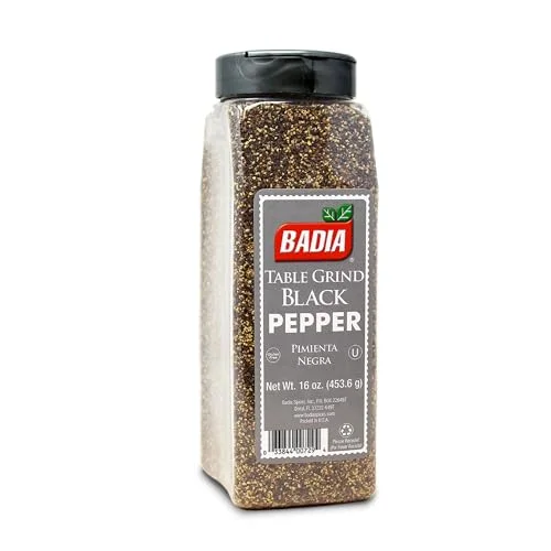 Badia Black Pepper Table Grind Premium Seasoning for Cooking (Black, 454 g) zo2ee