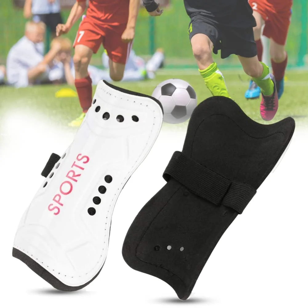 Woobles Kids Football Shin Guards with Instep Protection (Adjustable Straps, Breathable Protective Gear, White, One Pair) e9rdw