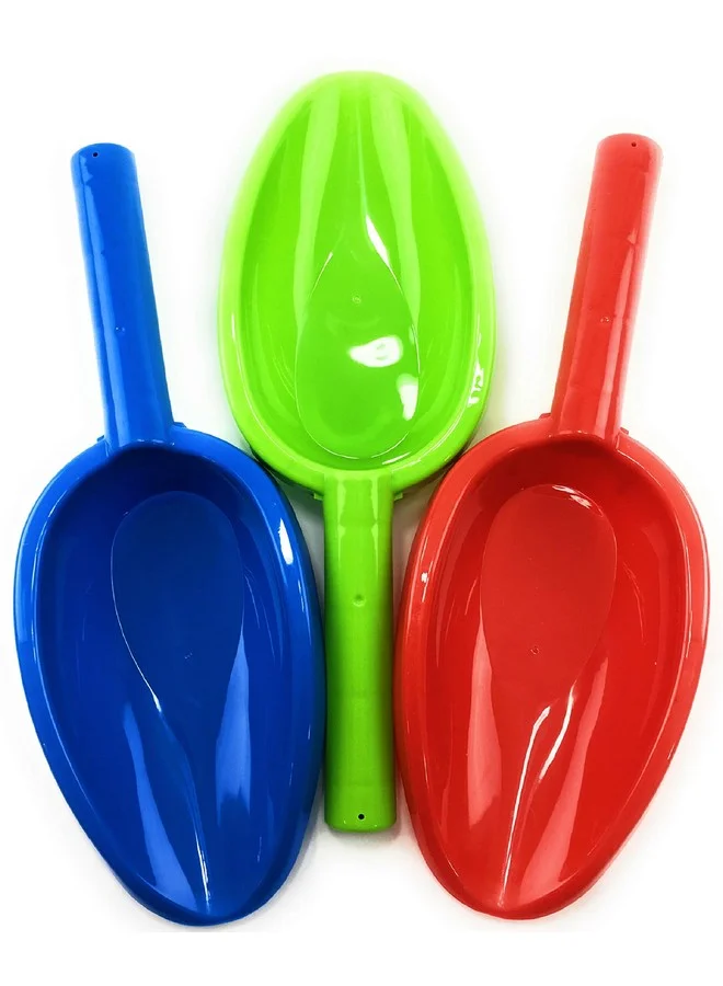 Premium Kids Long Handle Sand Scoop Shovels for Beach Play (Red, Blue & Green, 35 cm, 3 Pack) l1wmw
