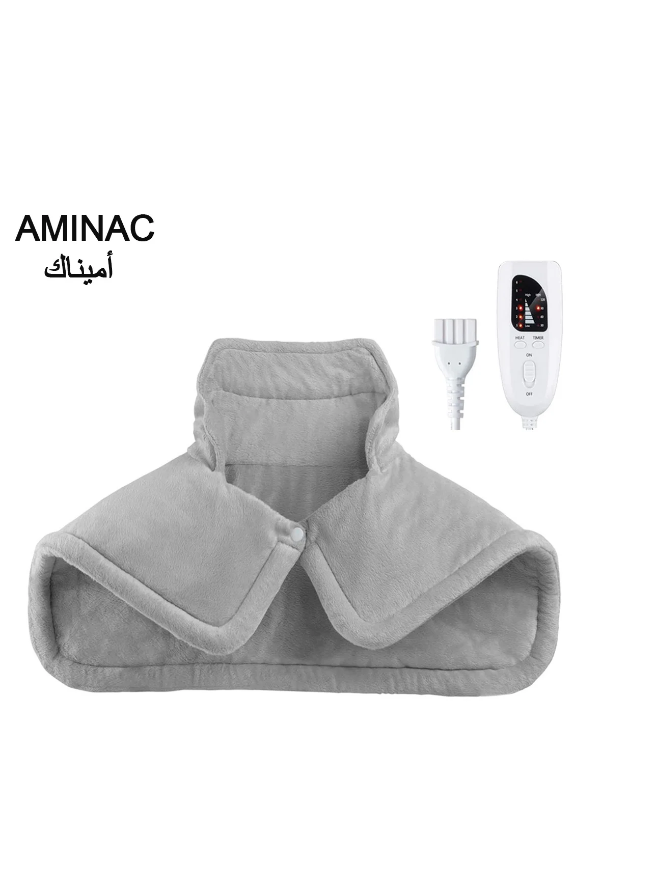 AMINAC Electric Heating Pad for Back Neck and Shoulders, Premium Soft Fabric, 6 Heat Levels with Auto Shut Off (58x42cm) 7t0ah