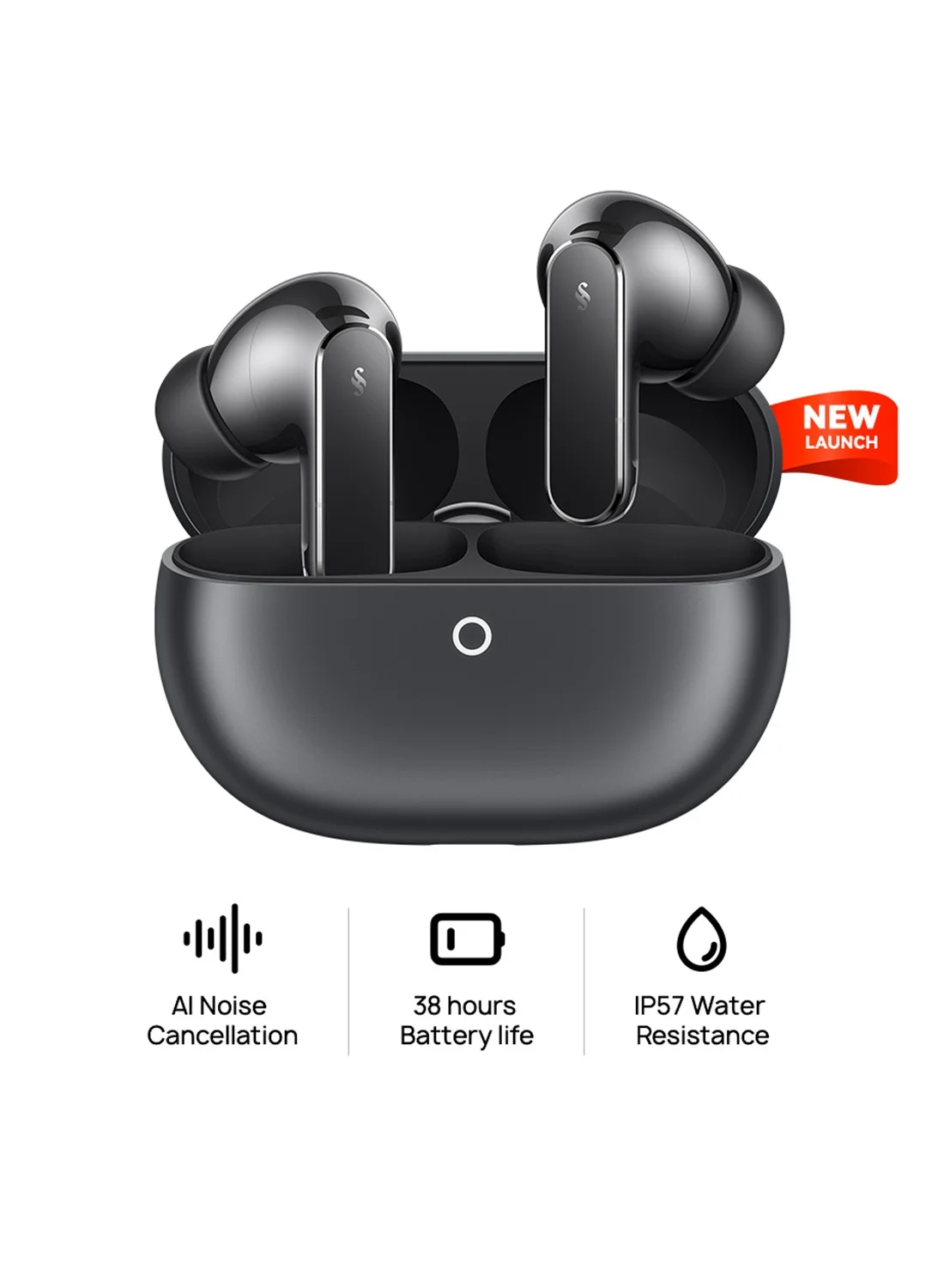 Smart Wireless Earbuds Dual-Engine AI Noise Cancellation Premium In-Ear Headphones with Immersive Sound and IP57 Waterproof Rating (Grey) qni25