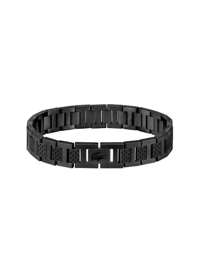 Premium Link Bracelet For Men Black Stainless Steel Petit Piqu¨¦ Pattern (One Size) to7vb