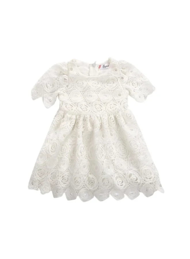 MiniMe Baby Girls Lace Dress and Bonnet Set (White, 9-12 Months) Premium Cotton Floral Baptism Wedding Outfit hakrf