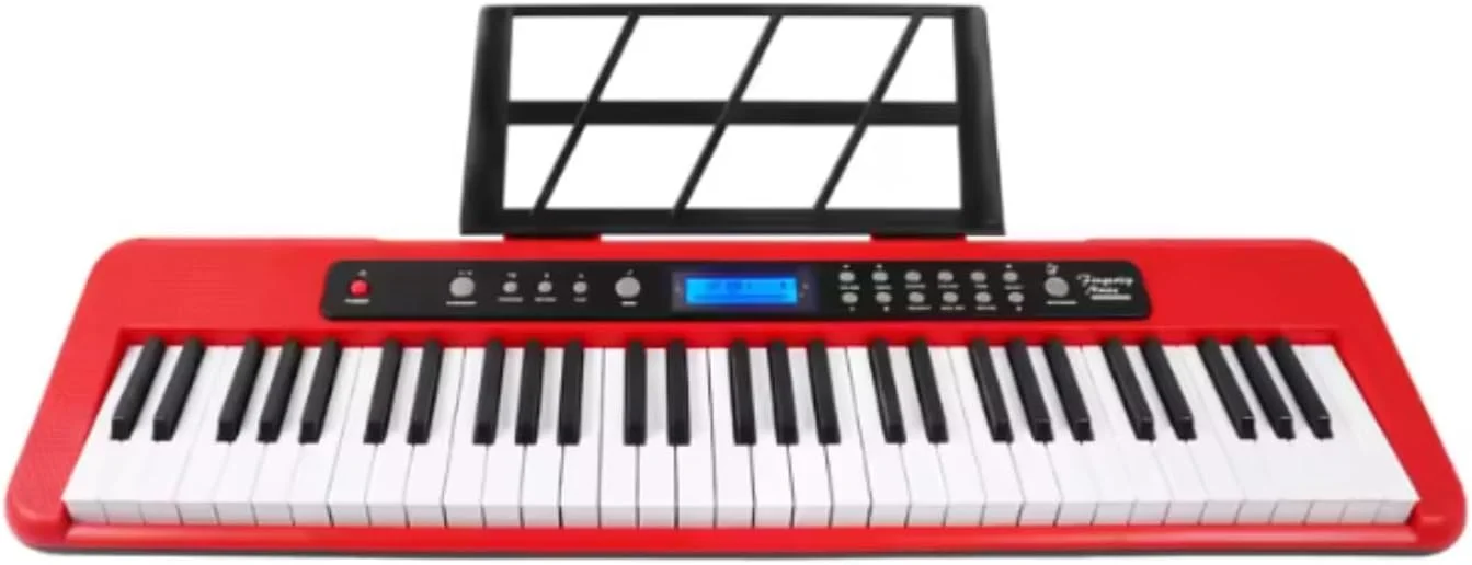 Aiersi 61-Key Touch Response Digital Keyboard for Beginners with Built-In Learning System (Red) kj5lu