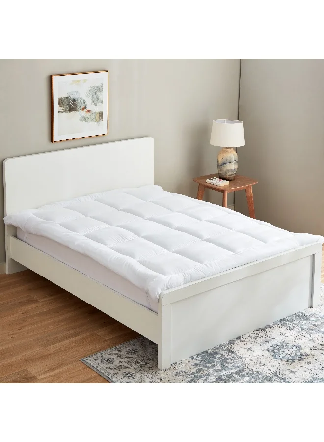 Home Box Microfibre Mattress Topper Premium Soft Bedding Pad (White, 140 x 200 cm) tyi0a